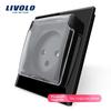 Livolo Israel Standard Power Socket,Crystal Glass Panel, AC 100~250V 16A, VL--C7C1ILWF,with the Waterproof Cover,Light Switch