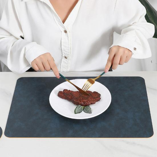 Faux Leather Placemat Coaster Dining Table Heat Insulation Pad Dual Side Waterproof Placemat for Kitchen Countertops Dining Tables