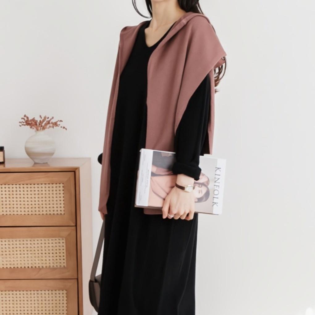 

Cashmere Winter Daily Hooded Knit Shawl Muffler Scarf black