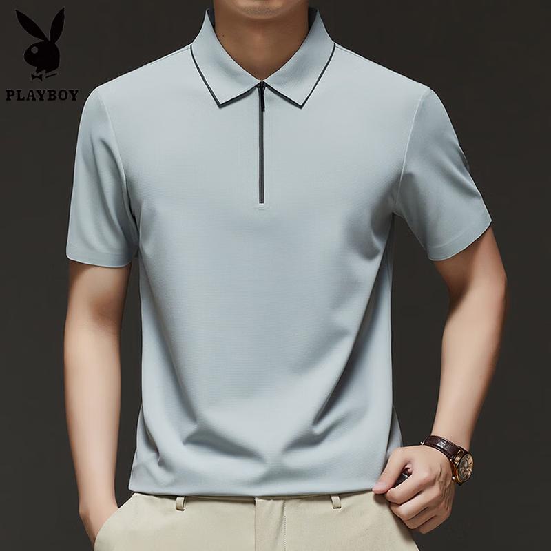 PLAYBOY Men s Zipper Lapel Polo Shirt 58