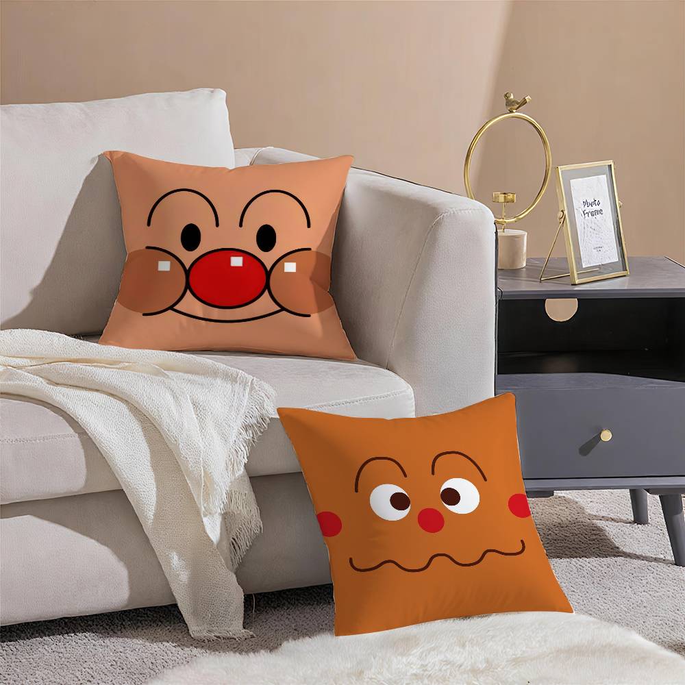 Klassischer Anime-Anpanman-Kissenbezug für bequemes Sofa oder Bett. Seidig-elegant mit unsichtbarem Reißverschluss. Dekorativer Kissenbezug.