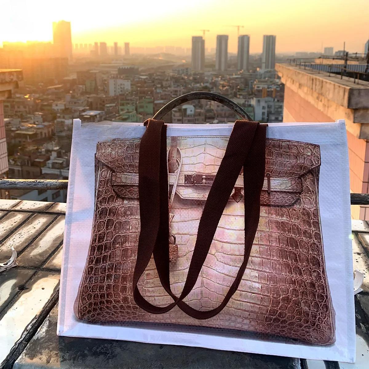 Креативные сумки для покупок от блогера женская сумка-тоут большого объема с принтом плетеная сумка для продуктов смешные сумки 41X31X21 CM 3160₽