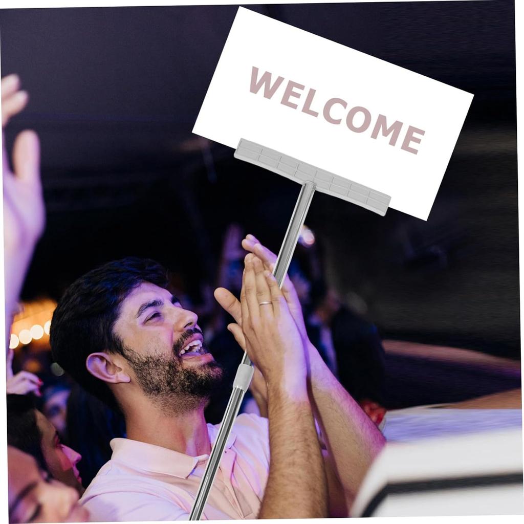STOBOK Stainless Steel Handheld Signs Holder For Airport Pick Up Tours And Events Easy Grip For Parades And Exhibition Silver