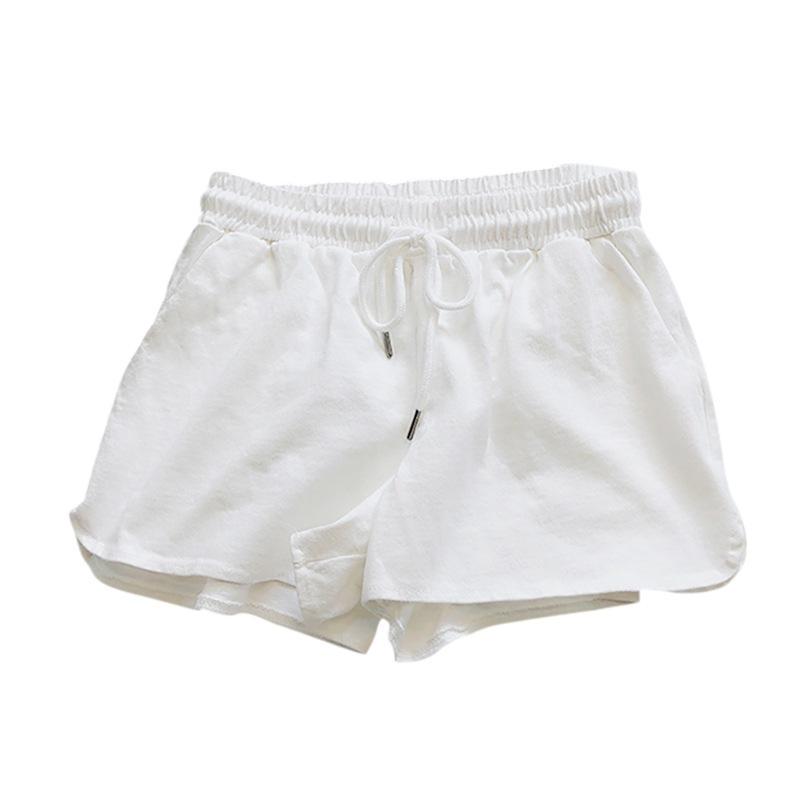 Elastic Waist Sports Loose Solid Color Cotton Blend Shorts