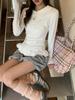 Dames Herfst Slim Fit Koreaanse Kant Zoom Poppenkraag Lange Mouw Top