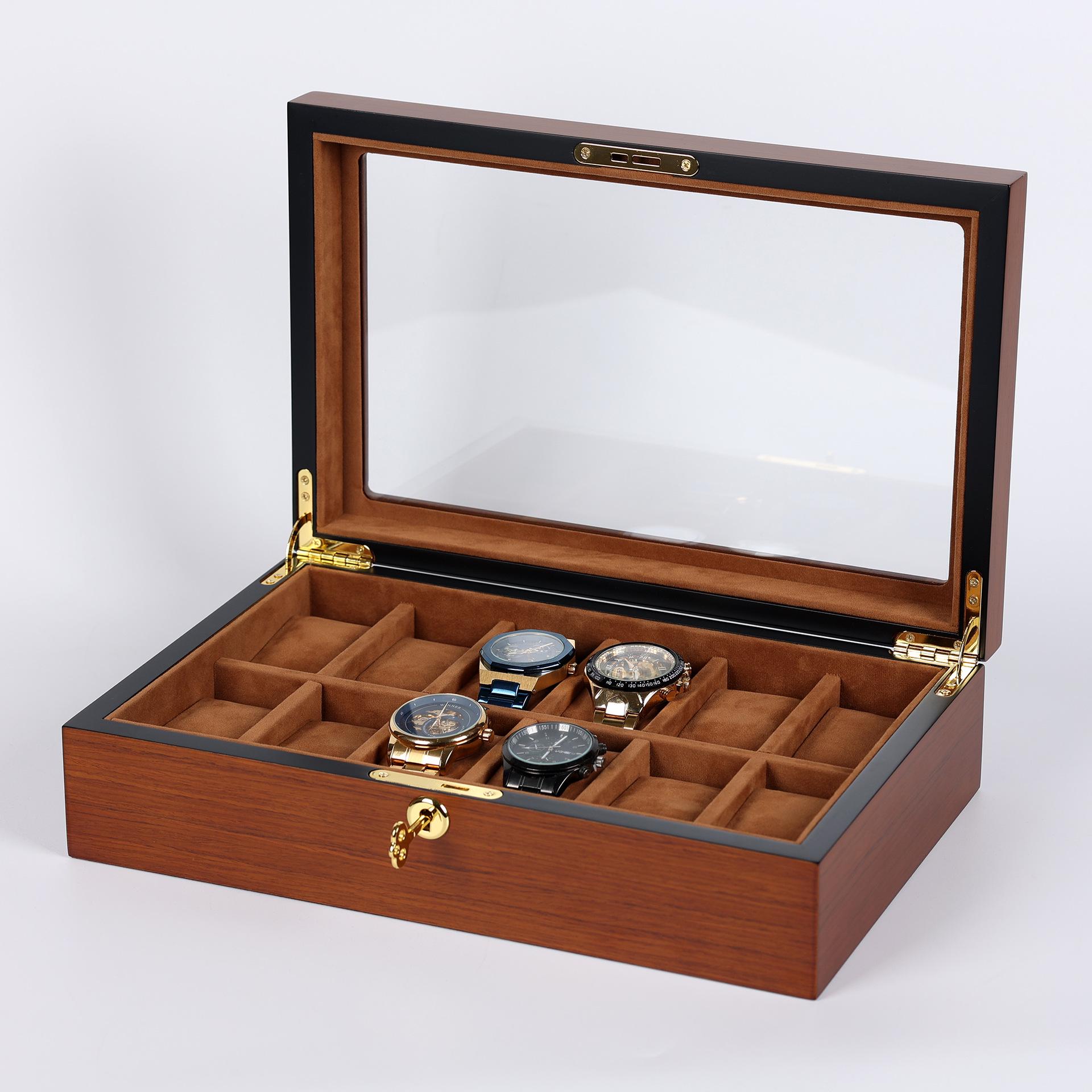 

Высококачественный матовый тиковый ящик для хранения и демонстрации часов