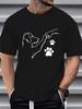 Black 100 Cotton Tshirt Men Soft Breathable Comfortable Ideal Top Daily Wear Outdoor Excursions Casual Roundneck Pet Lovers