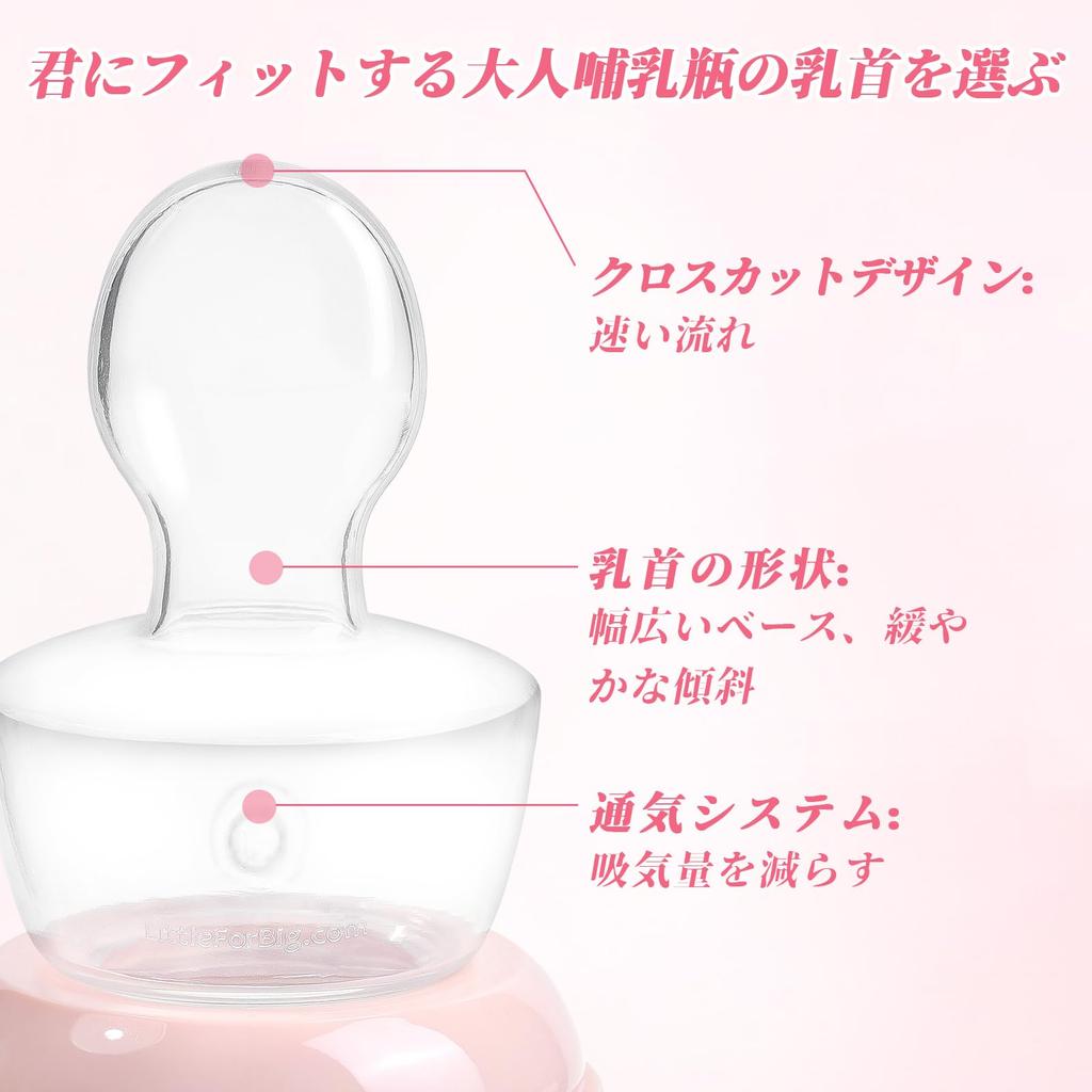 LittleForBig Adult Replacement Nipple for Baby Extra Large Silicone Replacement Fits Standard Baby Bottles Bottles, Nipple, Clear,