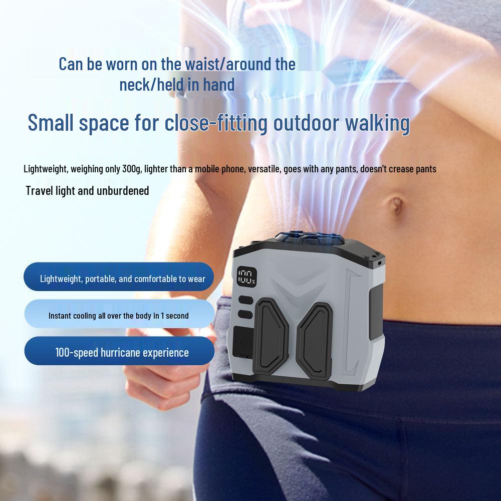 Portable Cross-Body Waist Fan: Personal Small Air Conditioner for Outdoor Camping & Construction, Long Battery Life