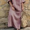 Dámské spodničky Velké velikosti Pulovr s dlouhým rukávem Maxi šaty Vertikální pruhovaný potisk Přední kapsa Volné Dlouhé šaty Streetwear