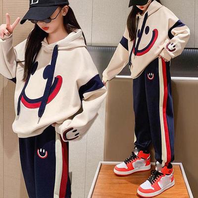 Set Autunnale da Ragazza Maglione con Cappuccio da Bambina Grande, Tuta Sportiva Autunnale da Ragazza Due Pezzi