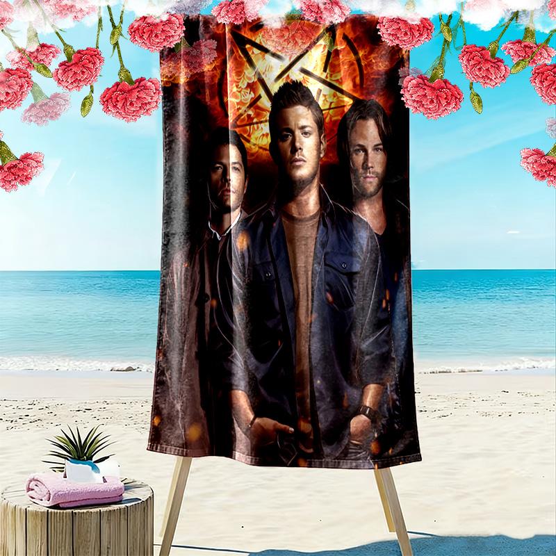 Supernatural Print Beach Towel, Large Soft Quick Dry Towel for Beach Camping Swimming