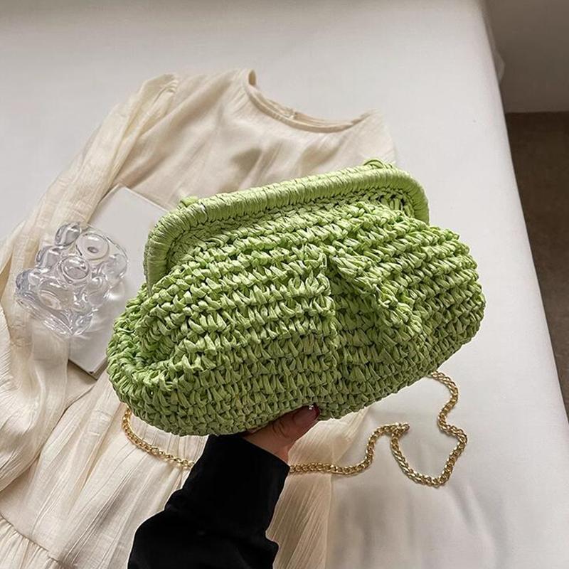 Summer New Straw Weaving Crossbody Bag Fashionable and Casual Shell Bag Women's Shoulder Bag