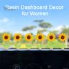 Non Residual Adhesive Ornaments 5Pcs Wobble Sunflower Car Dashboard Decor, Resin Spring Flower Ornament Interior Decoration Flowers with Slip