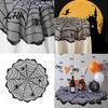 Dark Halloween Aesthetic Decor Tablecloth, Black Lace Spider Web Table Cover, Spooky Gothic Lamp Shade for Masquerade, Party, Dinner Decoration