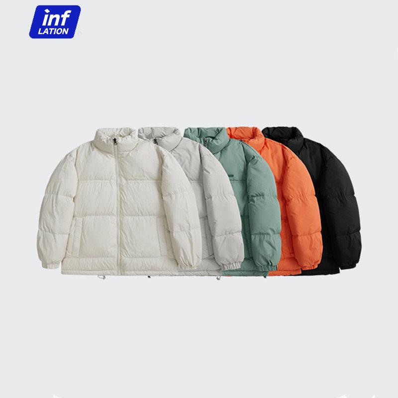 

ИНФЛЯЦИЯ, однотонные пуховики, теплый воротник-стойка, свободный крой, классический пуховик, ветрозащитная верхняя одежда