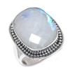Natural Rainbow Moonstone Gemstone 925 Solid Sterling Silver Gift Ring S.9 M4F73