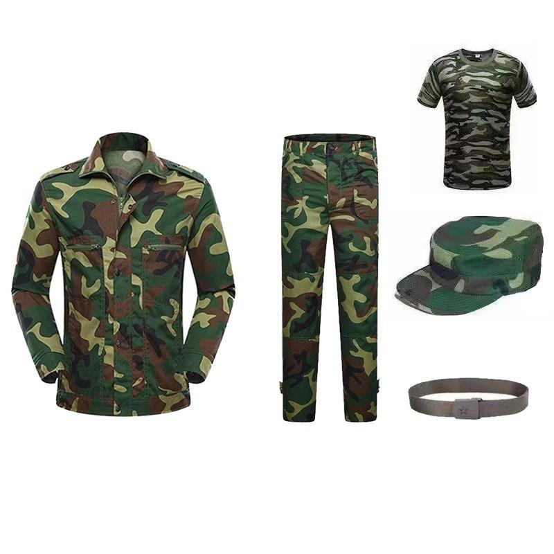 Military training uniform set - camouflage uniform for men and women, summer light grass green, navy blue style clothing
