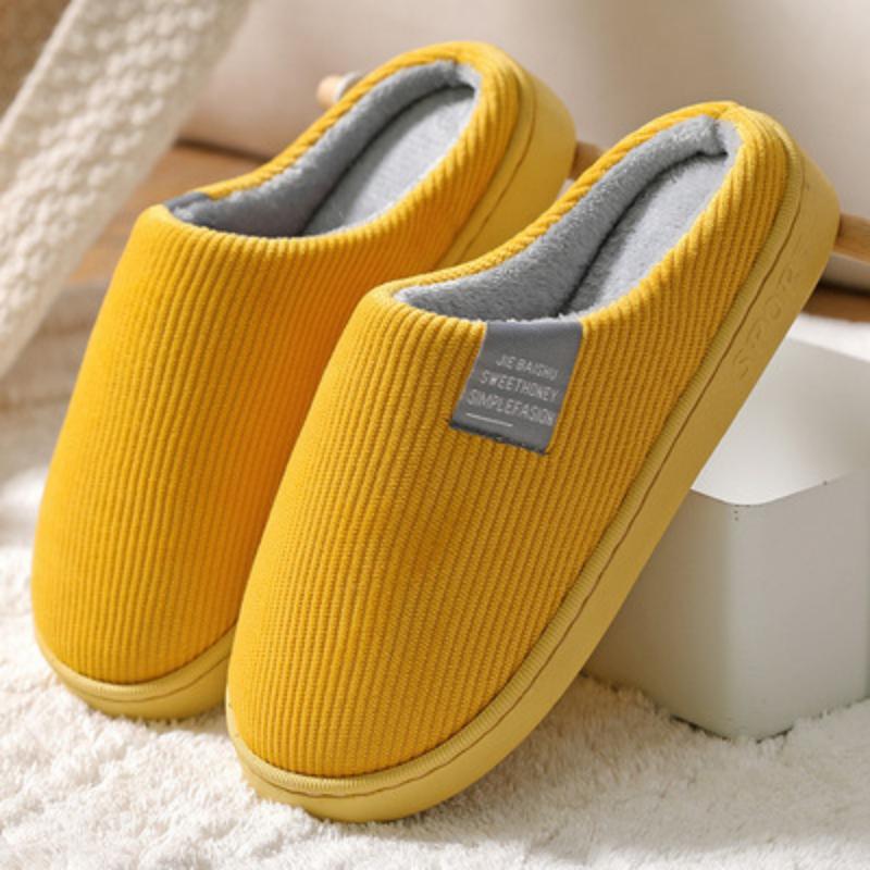 Order A Size Up Men Women Slippers Winter Thick Bottom Non-slip Interior Warm Men's House Slippers