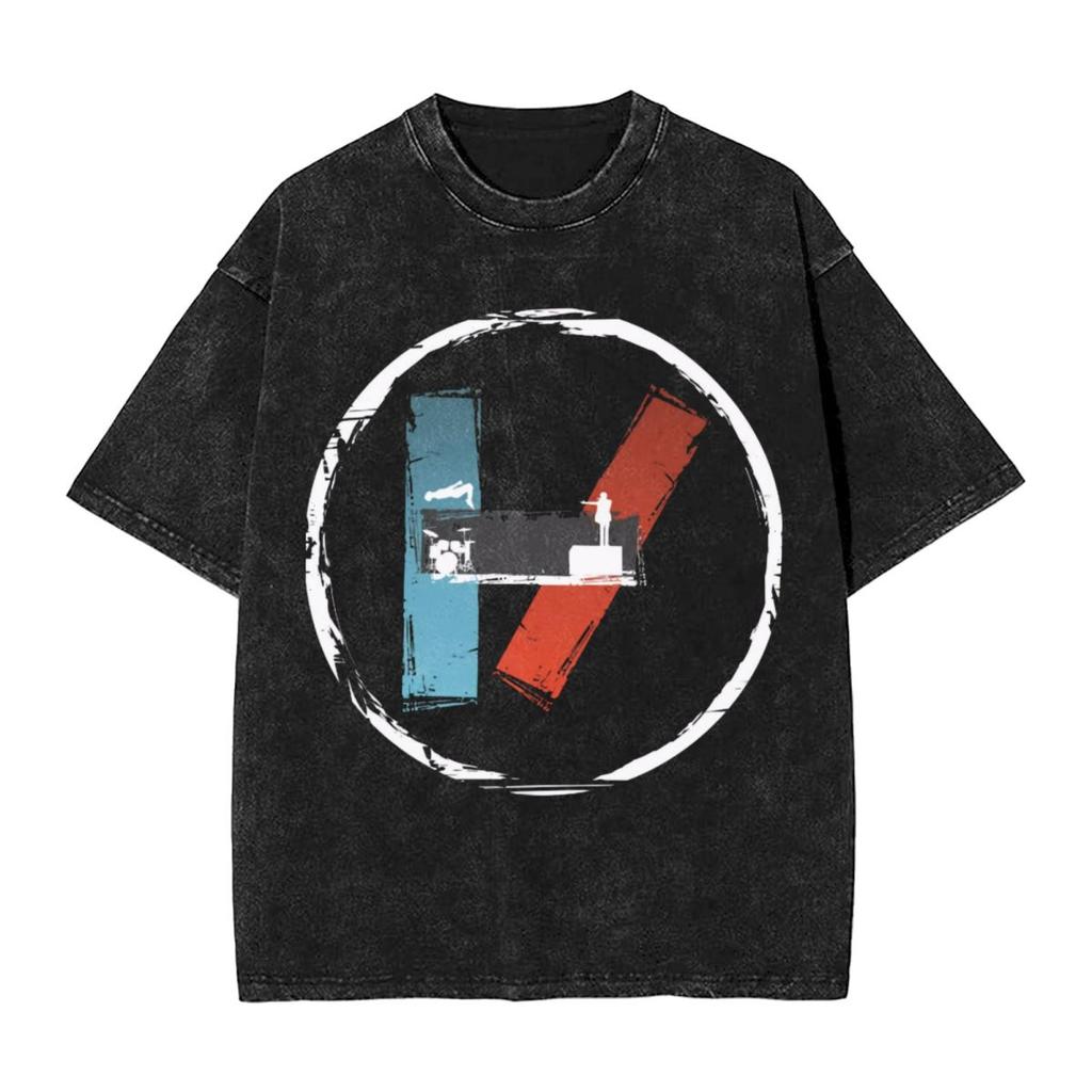 2026 Hot Sale Twenty One Pilots Woman Men Washed Hot Stamping Print T-Shirt,Harajuku Cotton Tshirt Band Men's Summer Short Sleeve Tees Casual Top