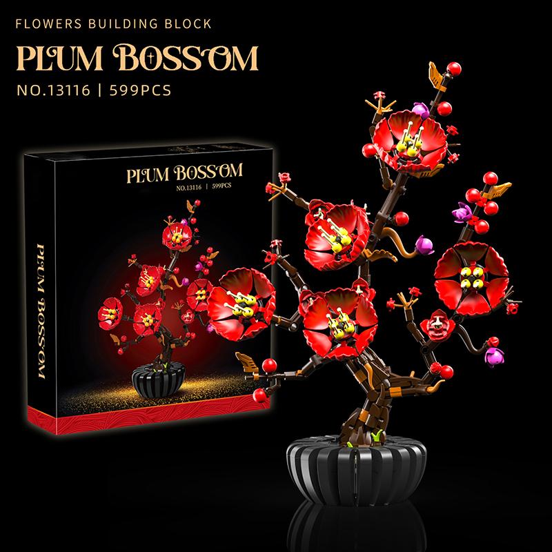 Plant Series Bonsai Flower Building Blocks Set, Artificial Flower Home Decor Model Assembly Toy, Girl'S Birthday Toy Gift