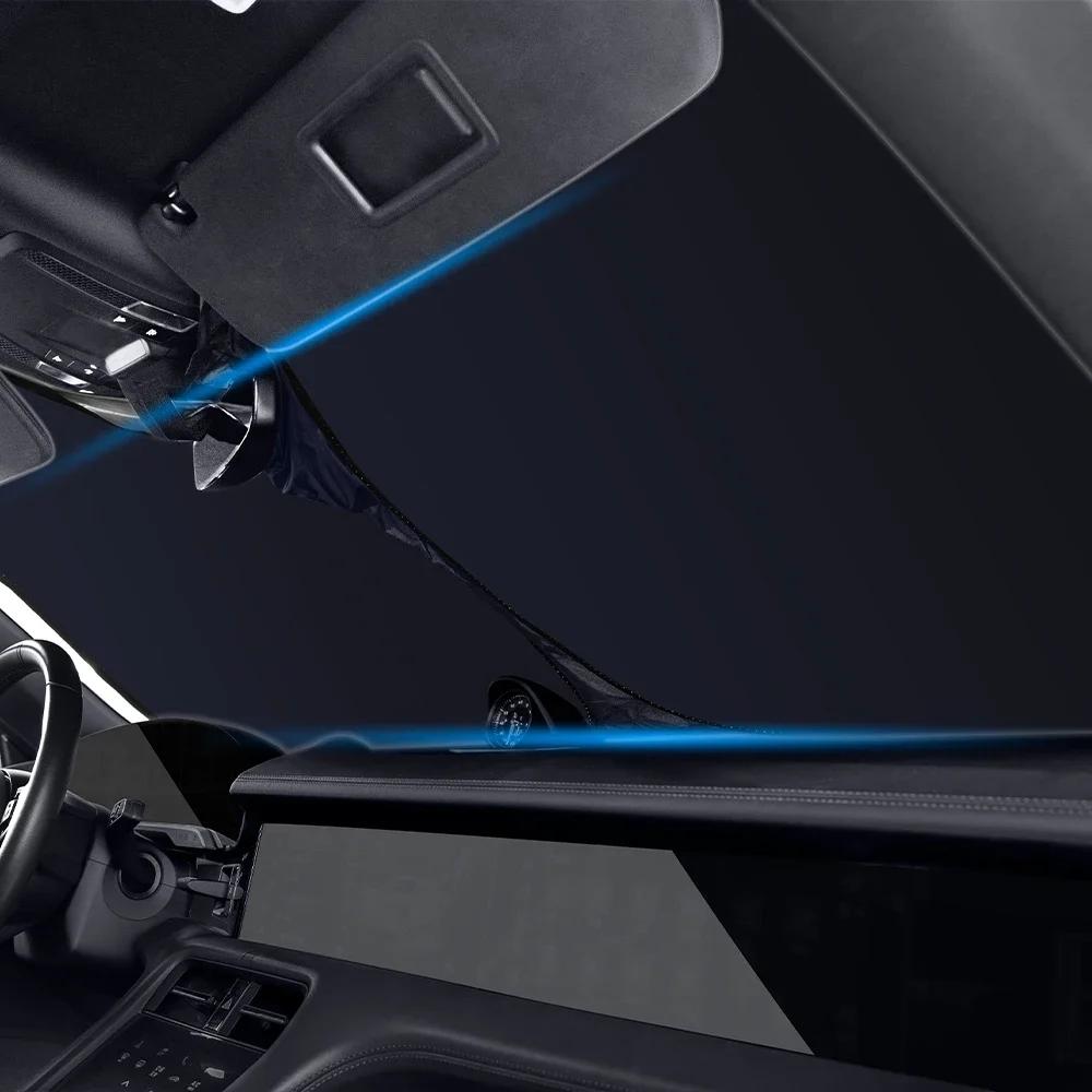 Capa Protetora Solar Dobrável para Para-brisa de Carro Protetor Solar de Janela Para Porsche Cayenne Panamera Macan 911 718 Taycan Boxster Cayman 918