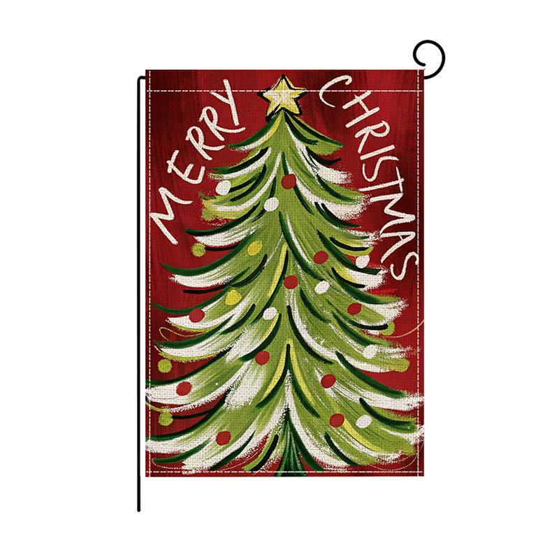 Weihnachten Bedruckte Gartenflagge Polyester Doppellagig Bedruckte Outdoor-Flagge Hof Dekorativ Bunte Flagge