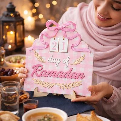 Wooden Ramadan Countdown Calendar Handmade Festival Eid Mubarak Ornament Funny Decorative Ramadan Advent Calendar