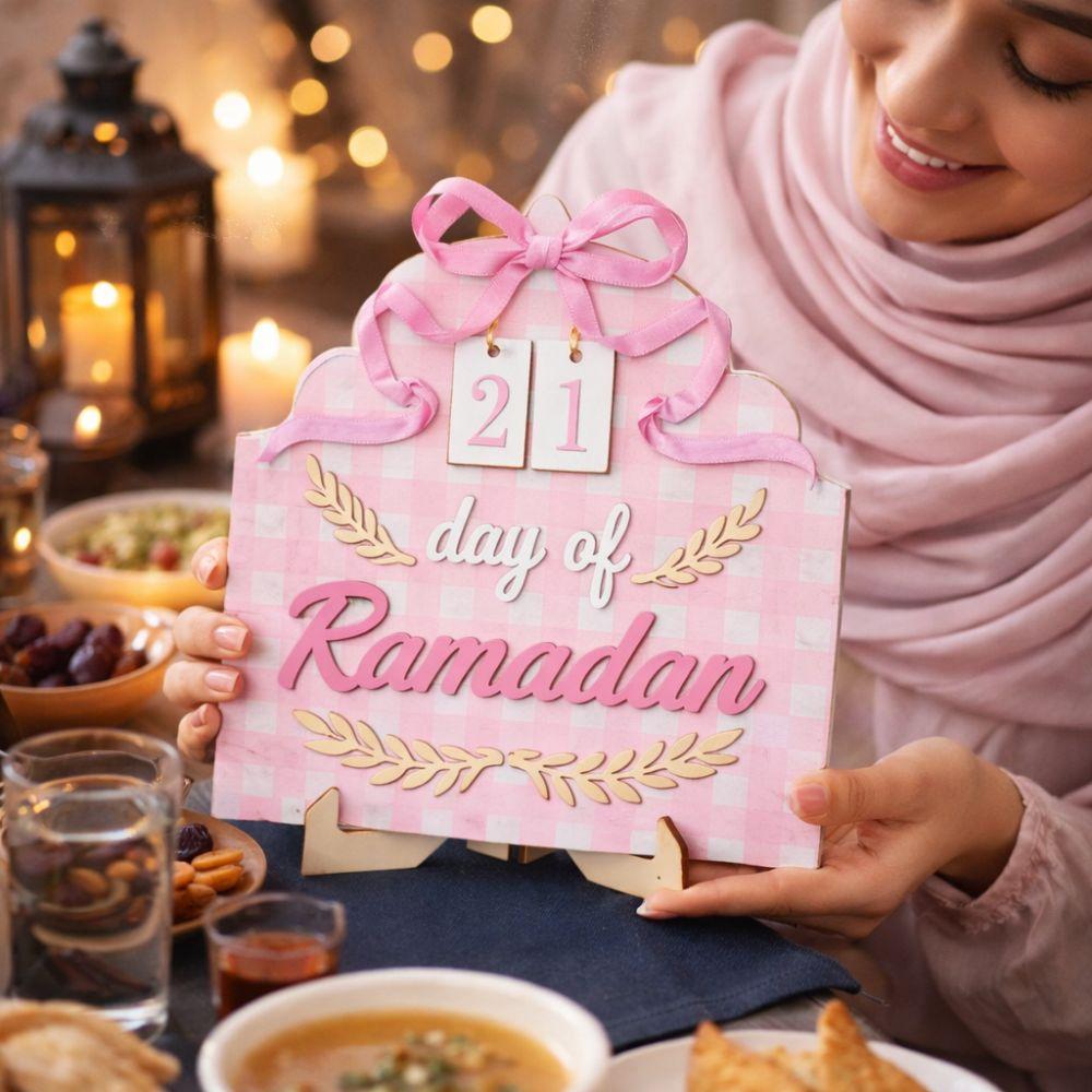 Festival Ramadan Countdown Calendar Wooden Islamic Muslim Decor  Indoor Desk Accessory