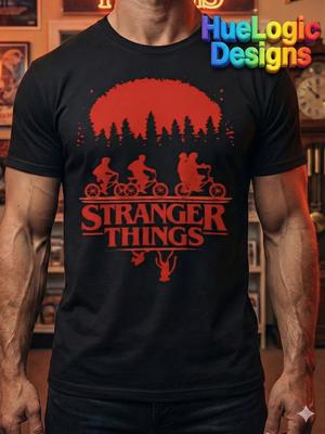 Stranger Things Shirt Season 5 Tee Horror TV Skull Bike Scene 100% Cotton T-shirt Mens Tees Top Retro 80s