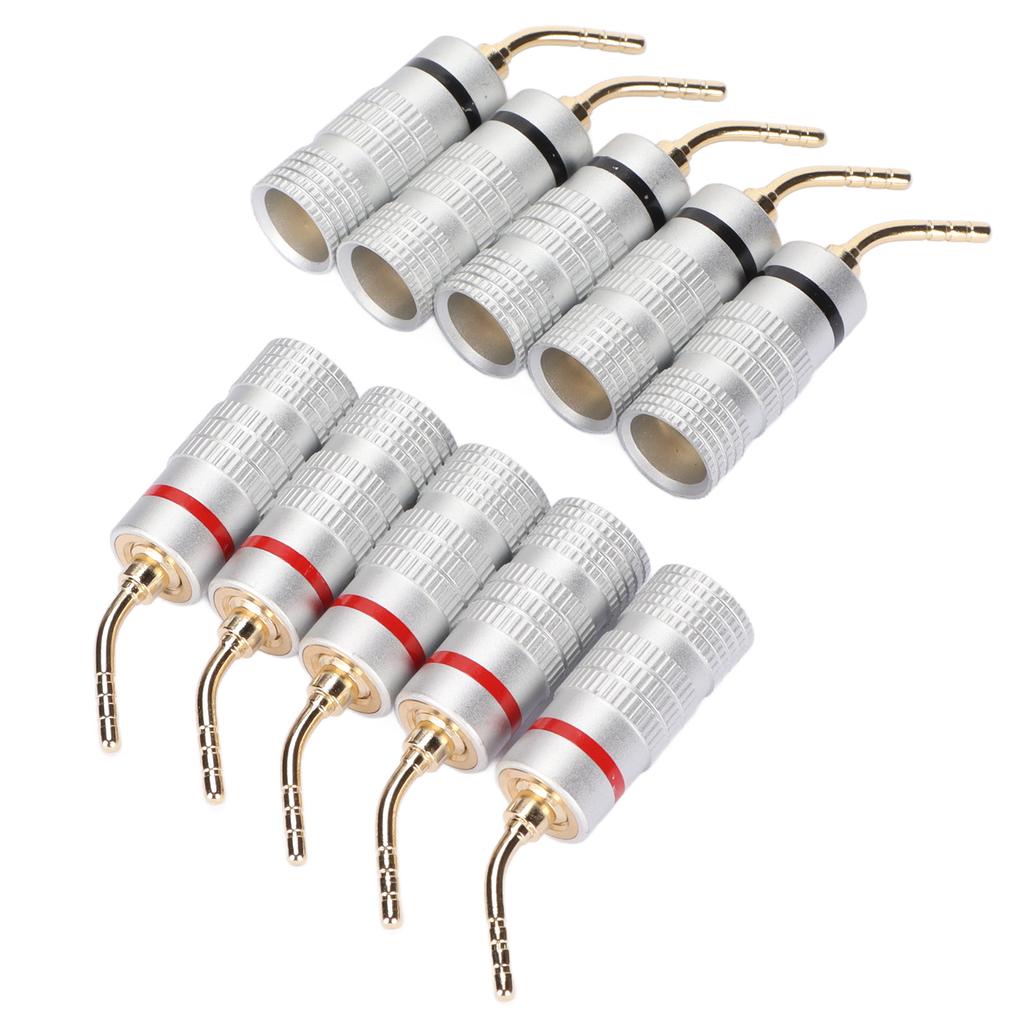 10pcs Banana Plug Needle Type Professional 24K Gold Plated Speaker Wire Connectors for Speaker Wire