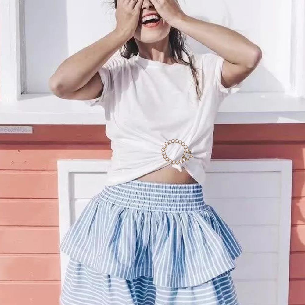 Geometric Pearl Shawl Clip Clothes Waist Buckle Brooch Corner Knotted Buttons Scarf Buckle