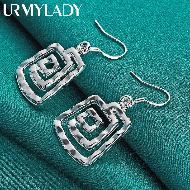 URMYLADY 925 Sterling Silver Whirlpool Earrings For Women Charm Wedding Party Fashion Jewelry