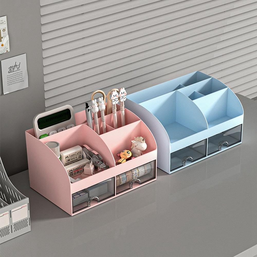 Plastic Desktop Organizer Rack Stationery Sundries Storage Box with Transparent Drawers