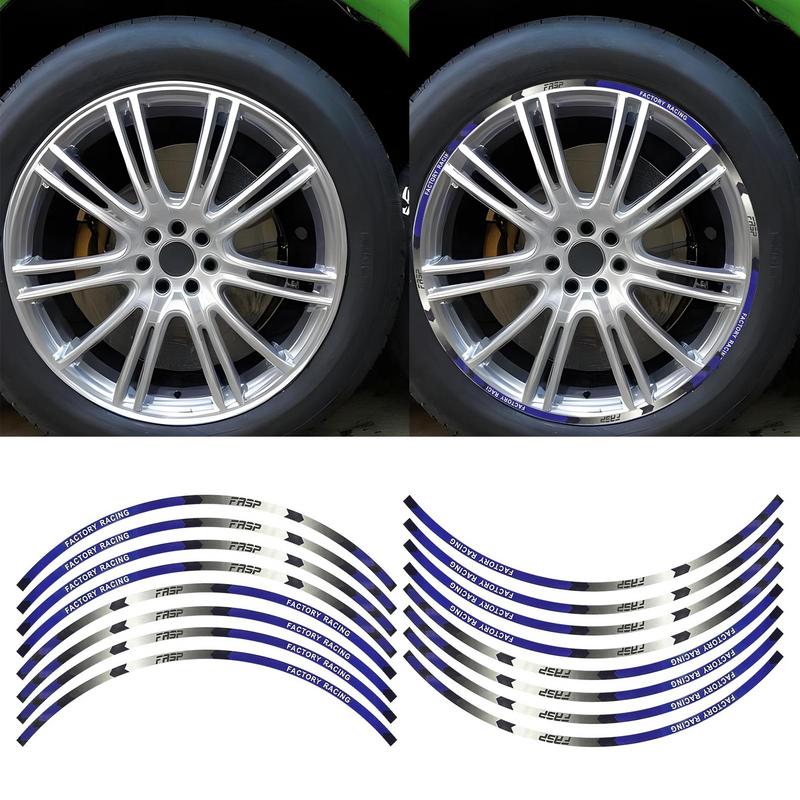 16pcs Auto Wheel Rim Reflective Modified Decals Self-Adhesive Car Stickers Motorcycle Wheel Hub Modification Stickers