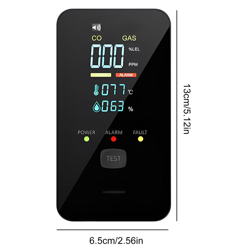 4-in-1 Natural Gas & Carbon Monoxide Detector with HD Display Screen Temperature Humidity Sensor Gas Leak Alarm Device For Home