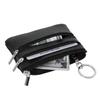 Women's Genuine Leather Coin Purse Mini Pouch Change Wallet with Keychain NEW Three Zipper Fashion Multicolor