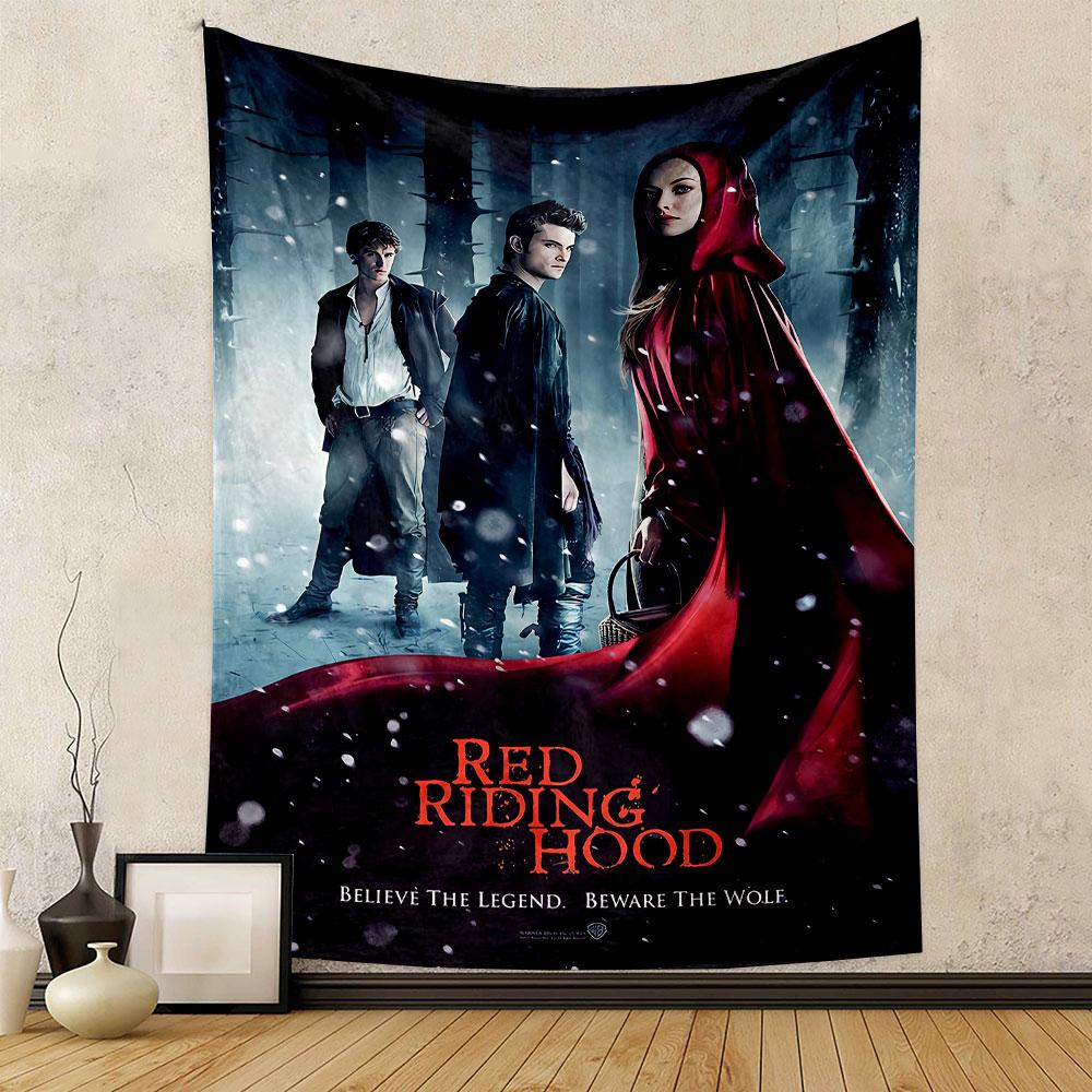 Red Riding Hood Tapestry Wall Hanging, Believe the Legend Movie Art, Dark Fairy Tale Wall Decor for Bedroom Dorm