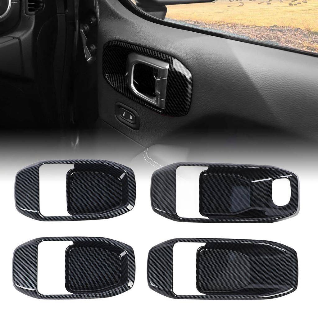 4pcs Inner Door Handle Bowl Cover Trim Set Interior Door Bowl Panel Protector Sticker Replacement for JL JLU 2018-2025