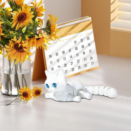 3D Printed Cat Articulated Cute Cat Fidget Toy Desktop Pet with Movable Joints Stress Relief Toy for Home Office Desk Classroom