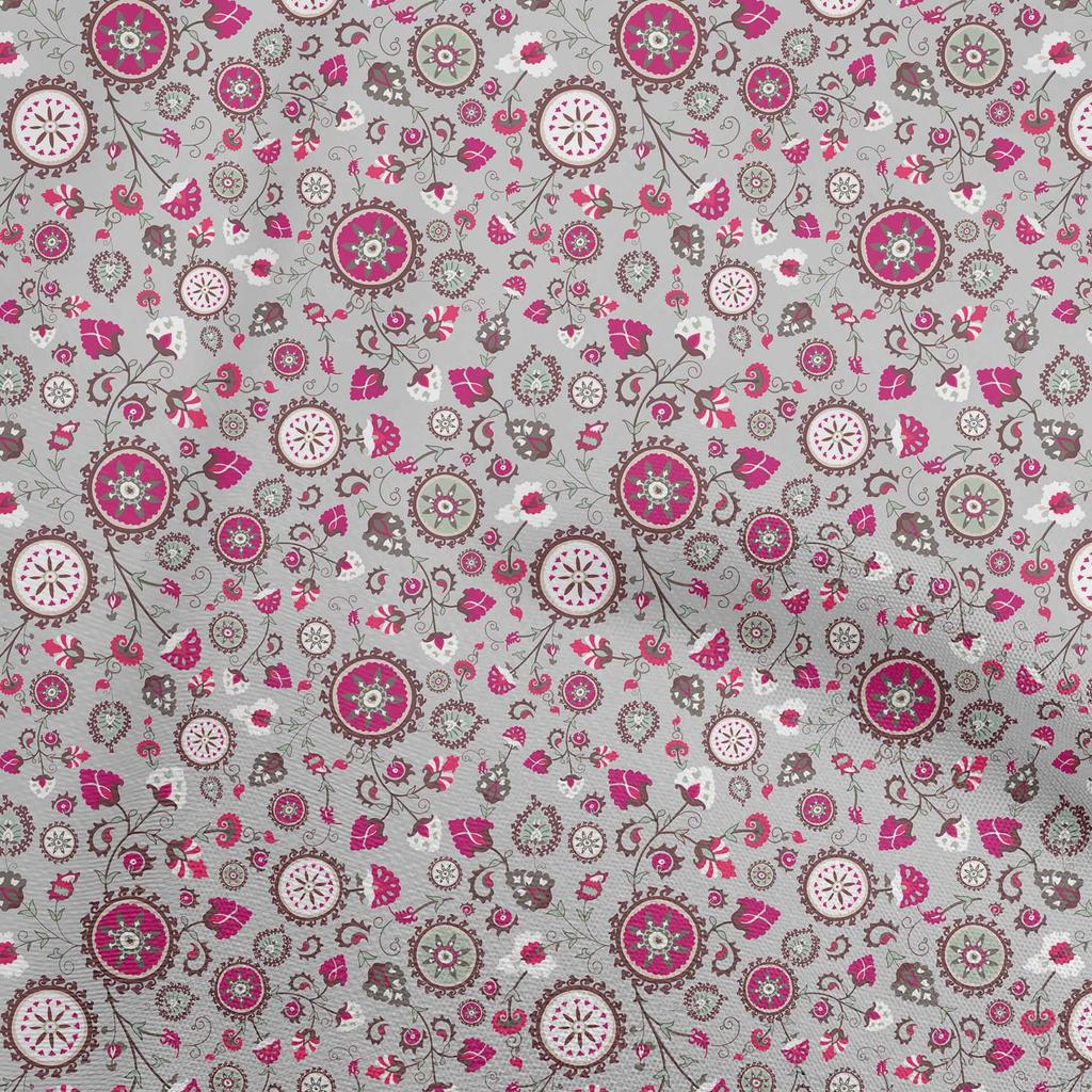 oneOone Cotton Flex Dusty Green Fabric Asian Suzani  Dress Material Fabric Print Fabric By The Yard 40 Inch