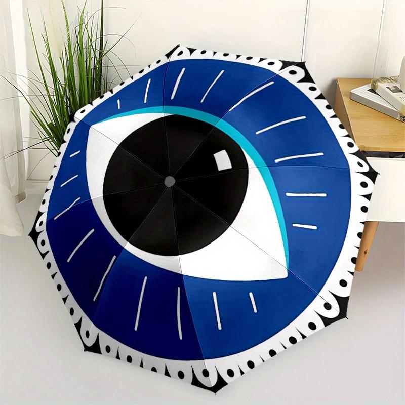 1pc Eye Icon Automatic Folding Umbrella, Portable & Foldable Design with 8 Ribs, Casual Outdoor Accessory Halloween and Christmas Gifts Yy25
