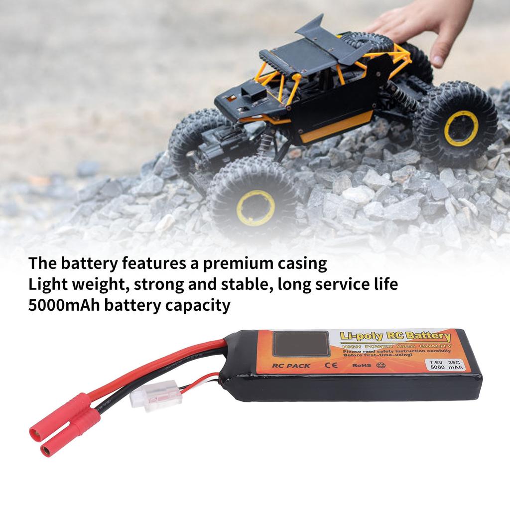 Akumulator LiPo 7,6V 5000mAh RC Przenośny Akumulator Litowy do Samochodu RC ze Wtyczką Banana 4.0 dla 1/8 1/10 1/12 1/16 Łodzi RC Ciężarówek
