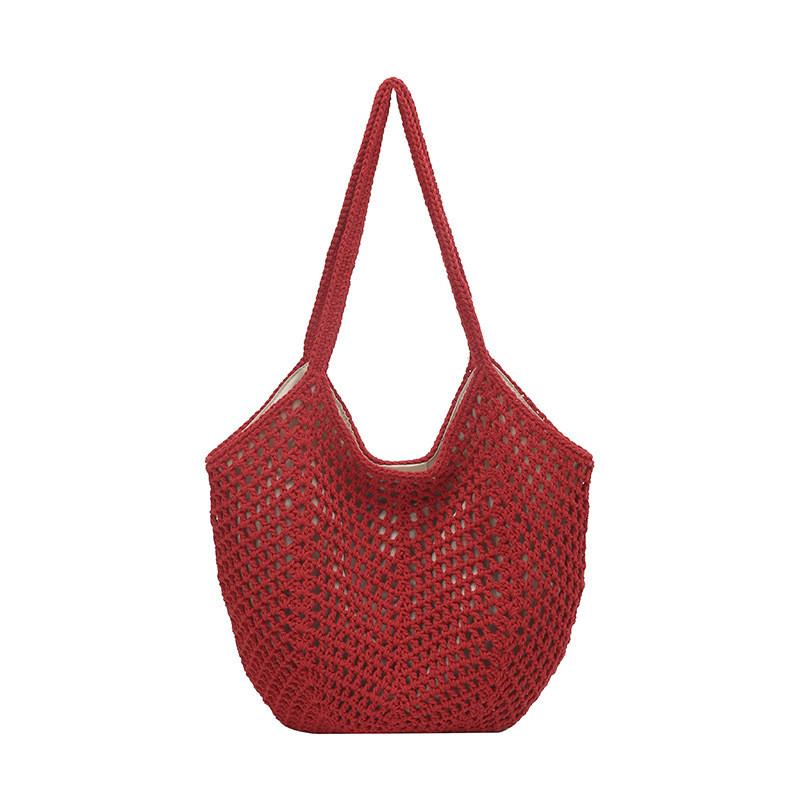 Woven Tote Bag With Zipper Closure For Beach And Travel Use