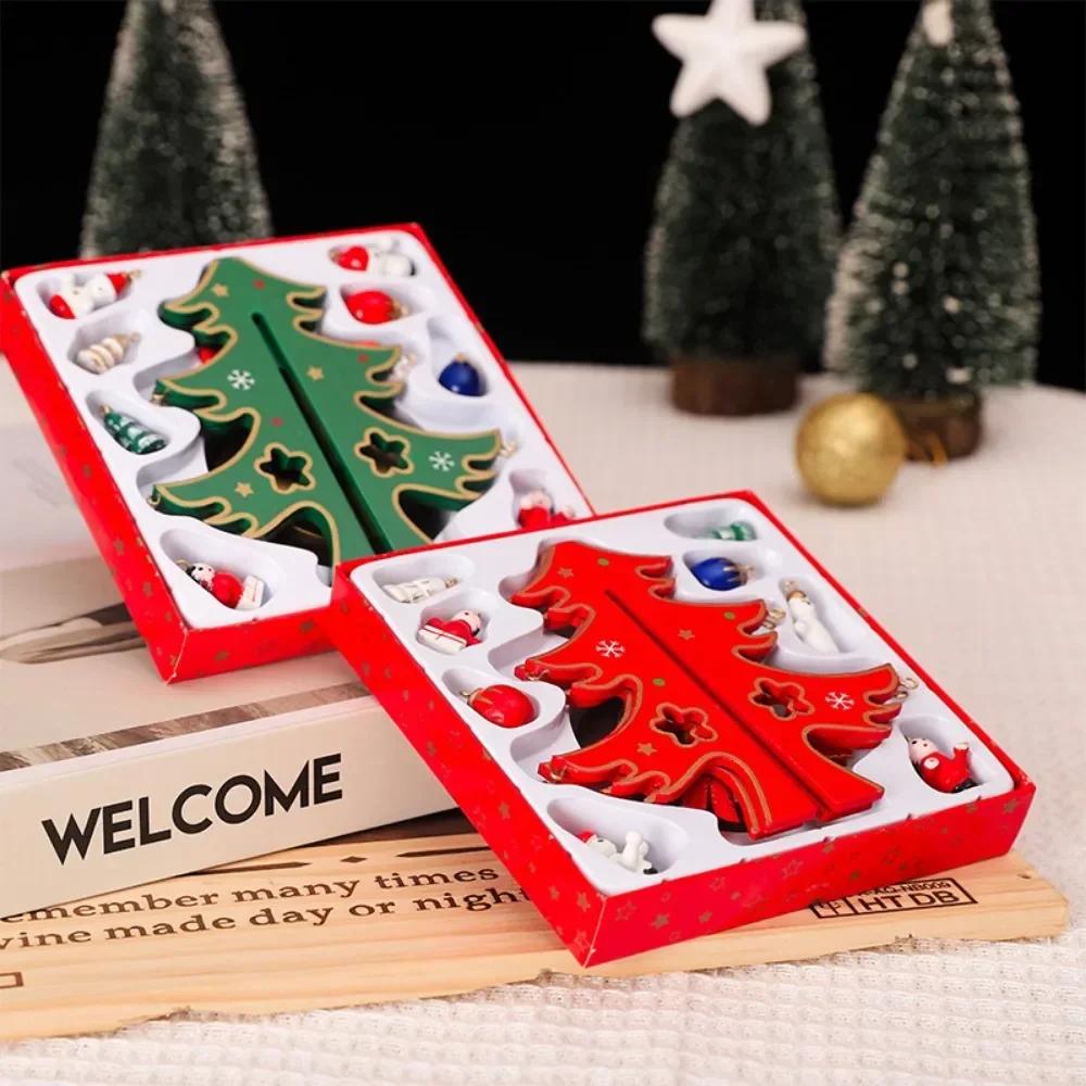 Choinka Dziecięca Ręcznie Robiona DIY Rzemiosło Zabawka Drewniana Choinka Układ Sceny Dekoracje Świąteczne Prezenty Świąteczne dla Dzieci Zabawka