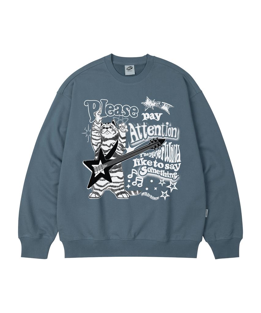 WILDROCK Rock 'N' Roll Kitty Oversized Sweatshirt_9 Col (A Type)
