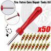 10-50Pcs Bike Tire Valve Core with Slotted Handle Screwdriver Kit Copper Valve Stem Core Removal Repair Tools for Auto Moto Bike