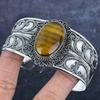 Tiger Eye Gemstone Handmade 925 Sterling Silver Cuff Bangle Adjustable F8i37