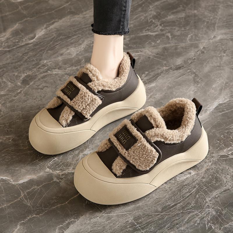 Platform Cotton Shoes Winter New Velcro Velvet Pregnant Women Casual Sports Shoes Warm Fluffy Shoes