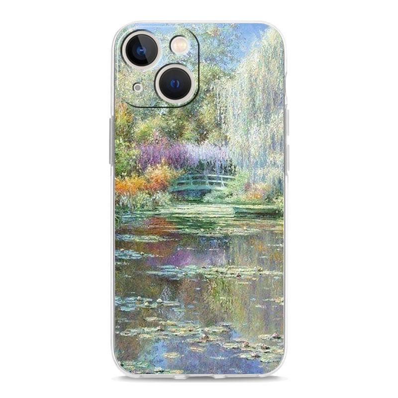 

Чехол для телефона iPhone 15 14 13 12 Mini 11 Pro Max XS X XR 7 8 Plus прозрачный противоударный силиконовый чехол TPU Claude Monet Art iPhone 14 Plus
